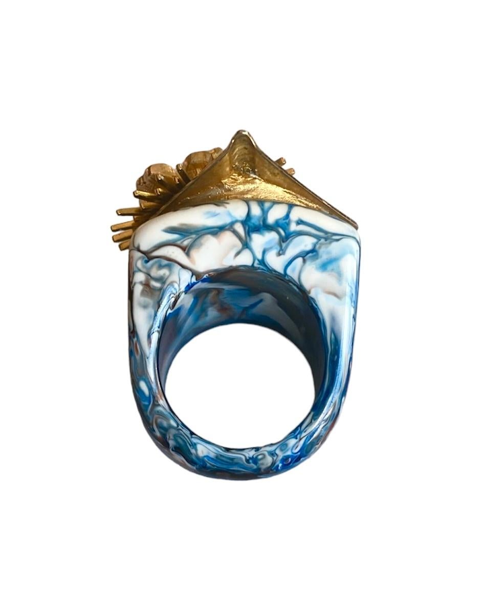 Women's One Off Ring. Handmade & High Upcycling. Resin, Crystal & Vintage Pieces. 18mm. For Sale