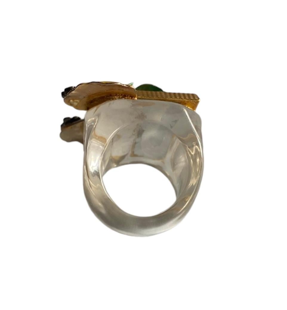 Anello unico. Handmade & High Upcycling. Pezzi in resina, cristallo e vintage. 18 mm. In condizioni Nuovo in vendita a ZARAGOZA, ES