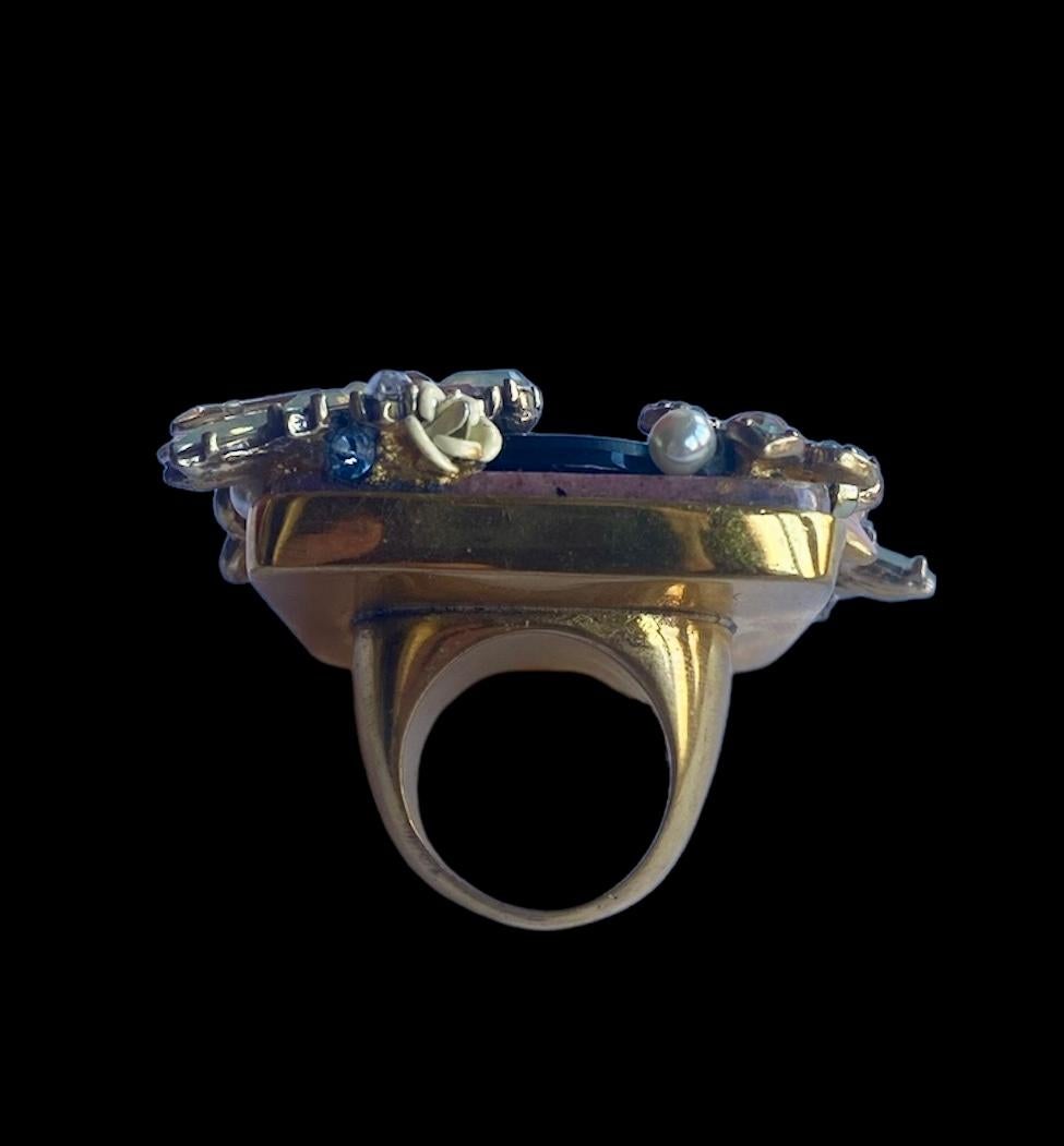 One Off Ring. High Upcycling. Quartz, Gold Plated Bronze & Vintage Elements. For Sale 6