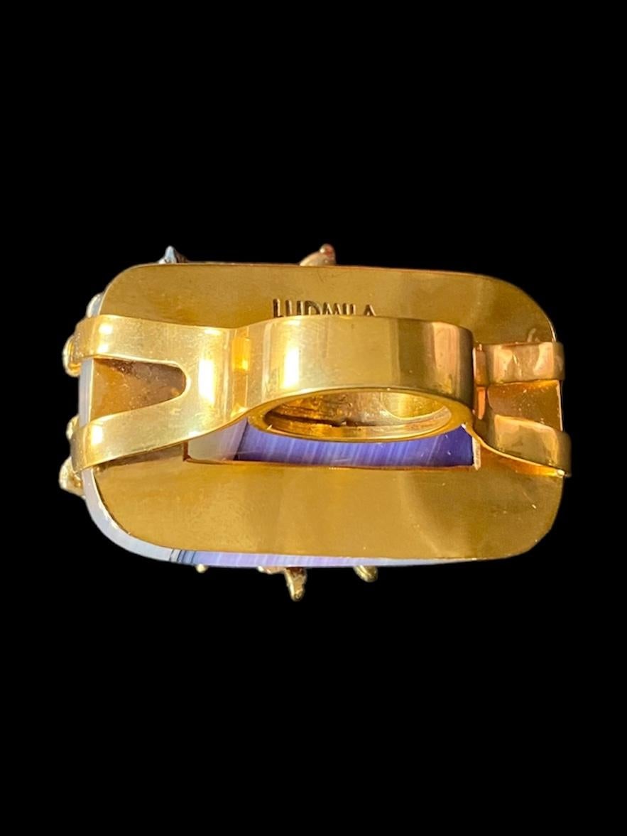 One Off Ring. High Upcycling. Quartz, Gold Plated Bronze & Vintage Elements. For Sale 7