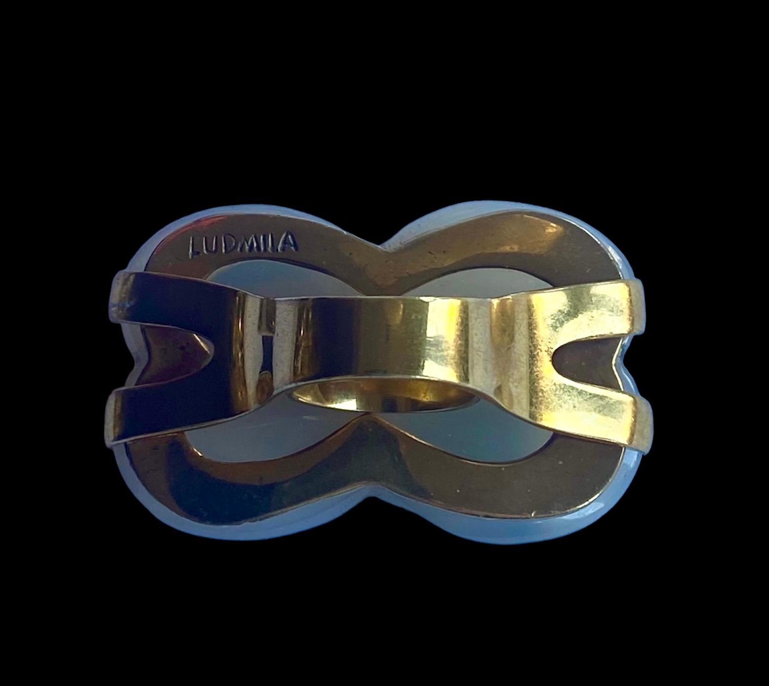Anillo Único. High Upcycling. Cuarzo, bronce chapado en oro y elementos vintage. en venta 7