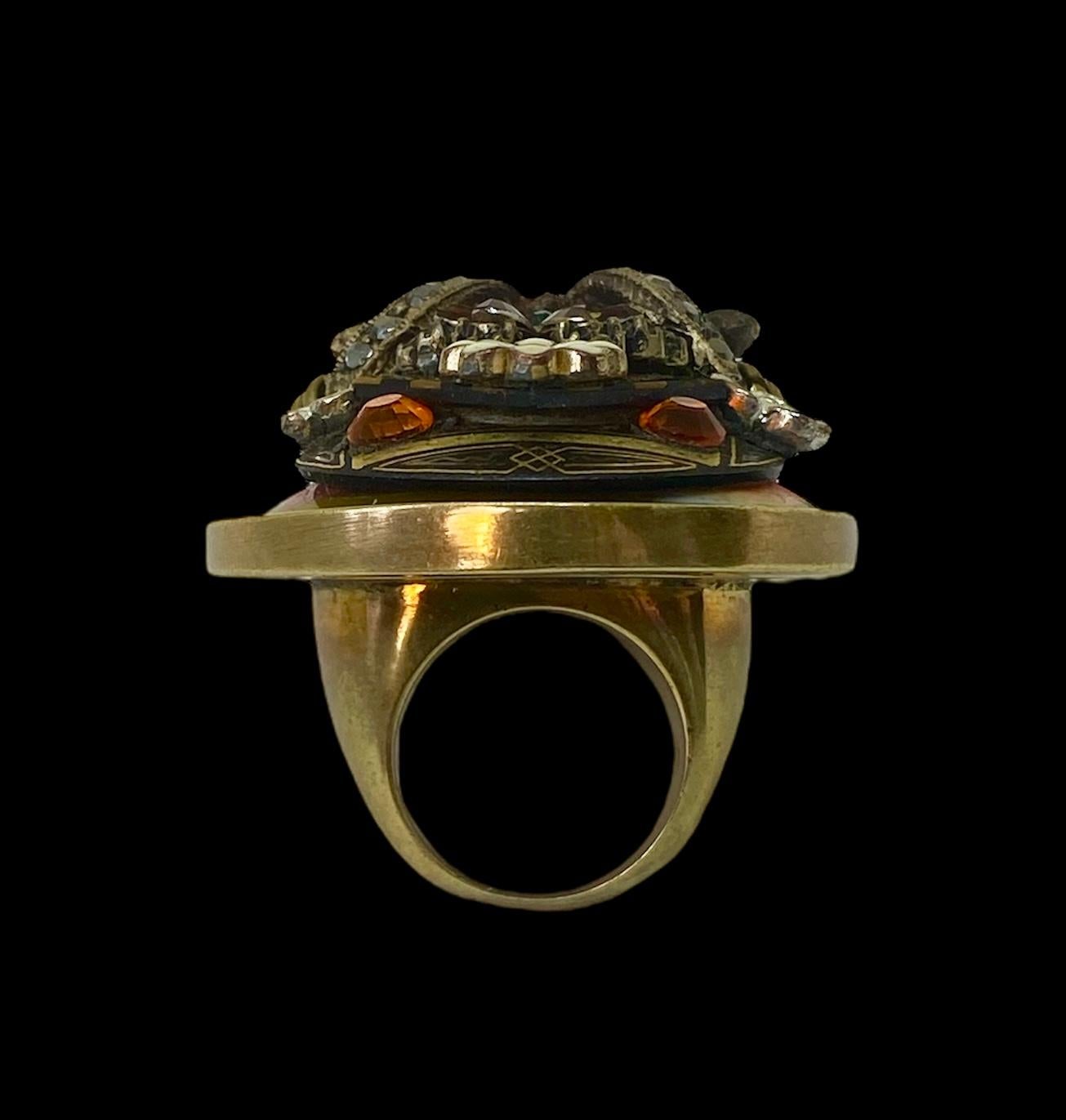 Einmaliger Ring. Hochwertiges Upcycling. Quarz, vergoldete Bronze und Vintage-Elemente. im Angebot 8