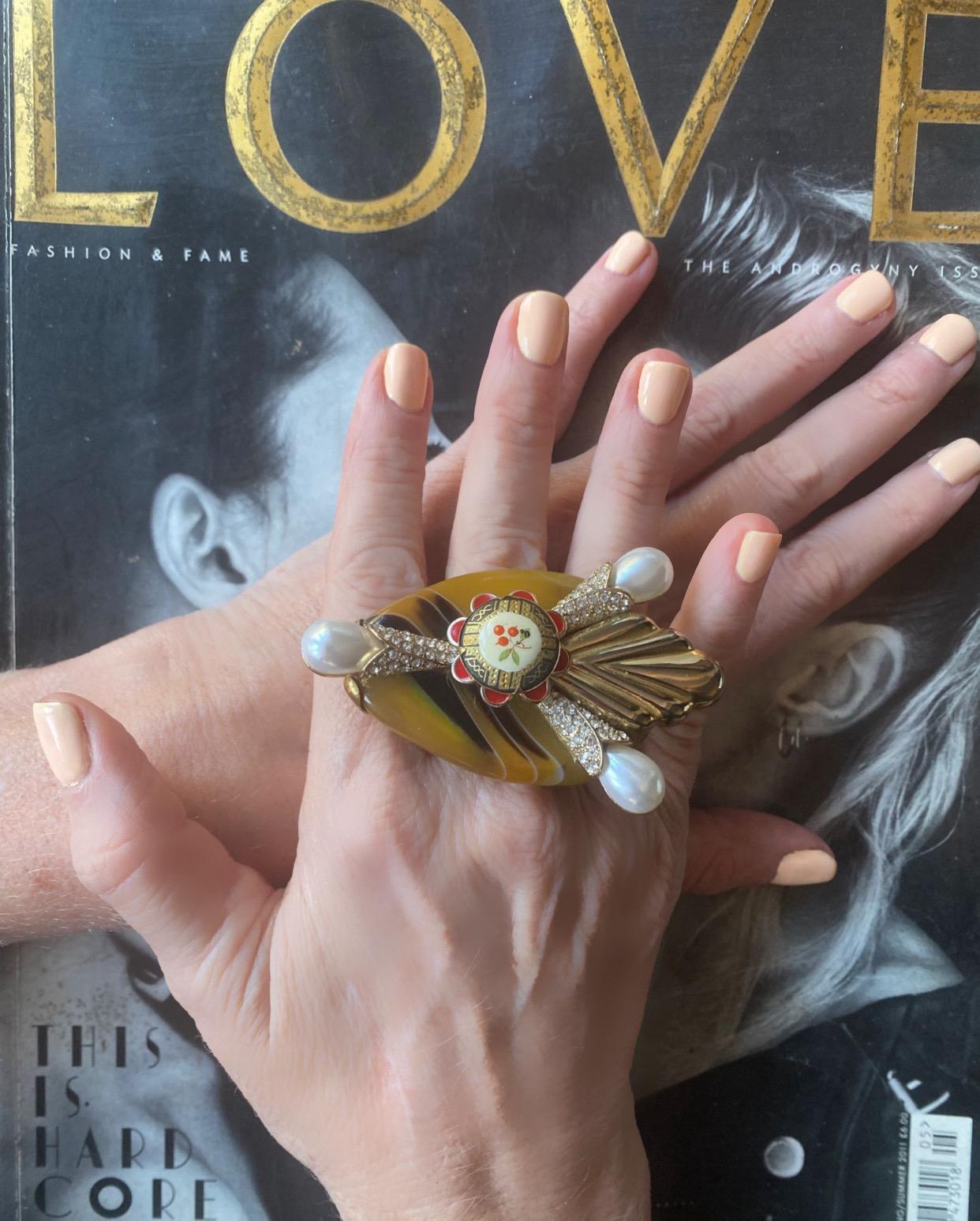 One Off Ring. High Upcycling. Quartz, Gold Plated Bronze & Vintage Elements. For Sale 8