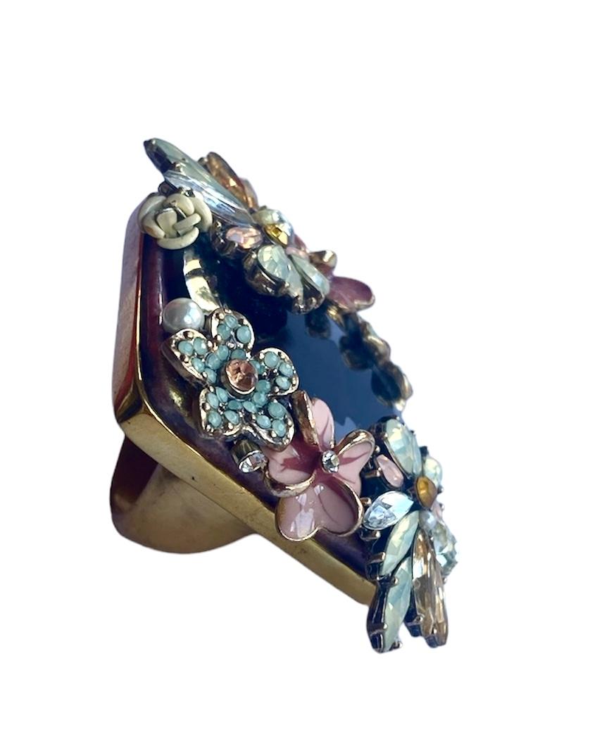 Artisan One Off Ring. High Upcycling. Quartz, Gold Plated Bronze & Vintage Elements. For Sale