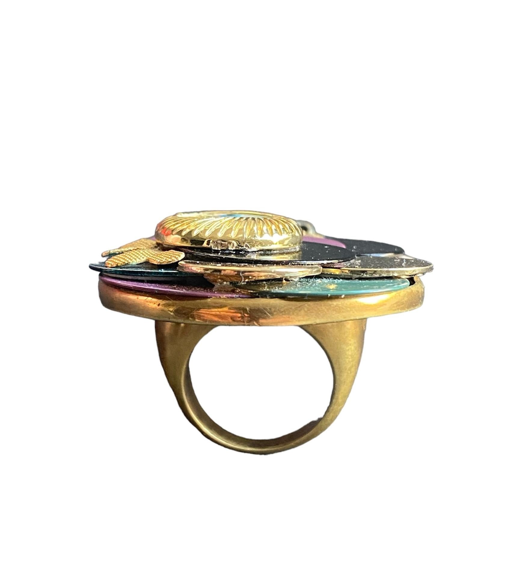 One Off Ring. High Upcycling. Gold Plated Bronze & Vintage Elements. In New Condition For Sale In ZARAGOZA, ES