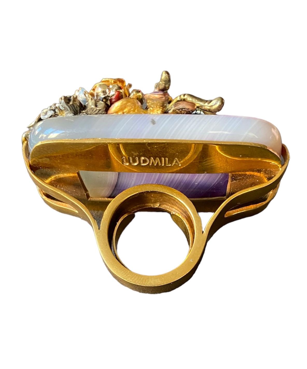 One Off Ring. High Upcycling. Quartz, Gold Plated Bronze & Vintage Elements. In New Condition For Sale In ZARAGOZA, ES