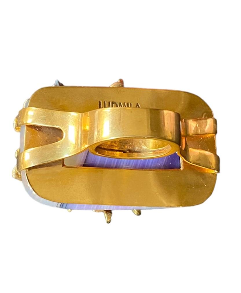 Women's One Off Ring. High Upcycling. Quartz, Gold Plated Bronze & Vintage Elements. For Sale