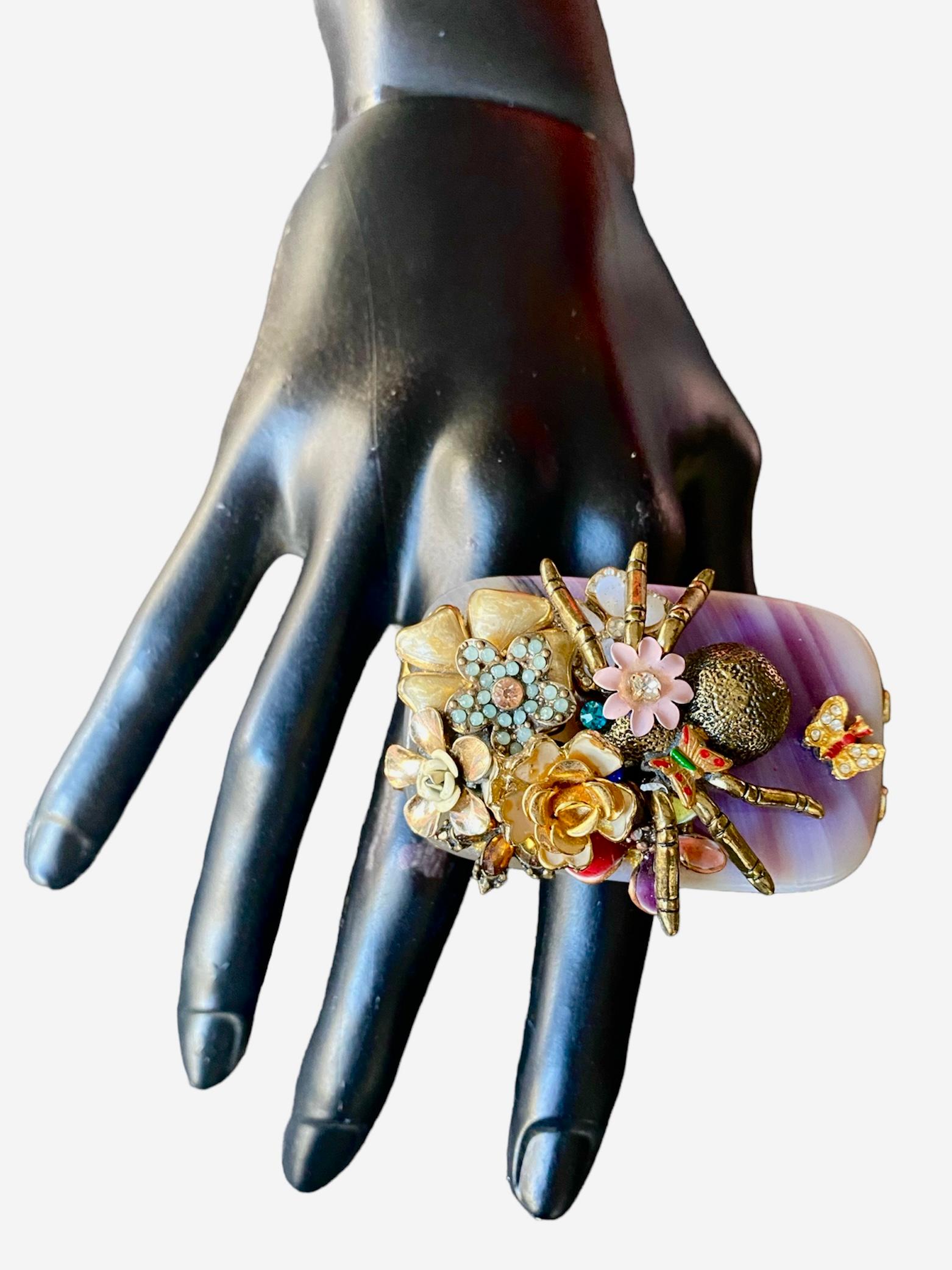 One Off Ring. High Upcycling. Quartz, Gold Plated Bronze & Vintage Elements. For Sale 1