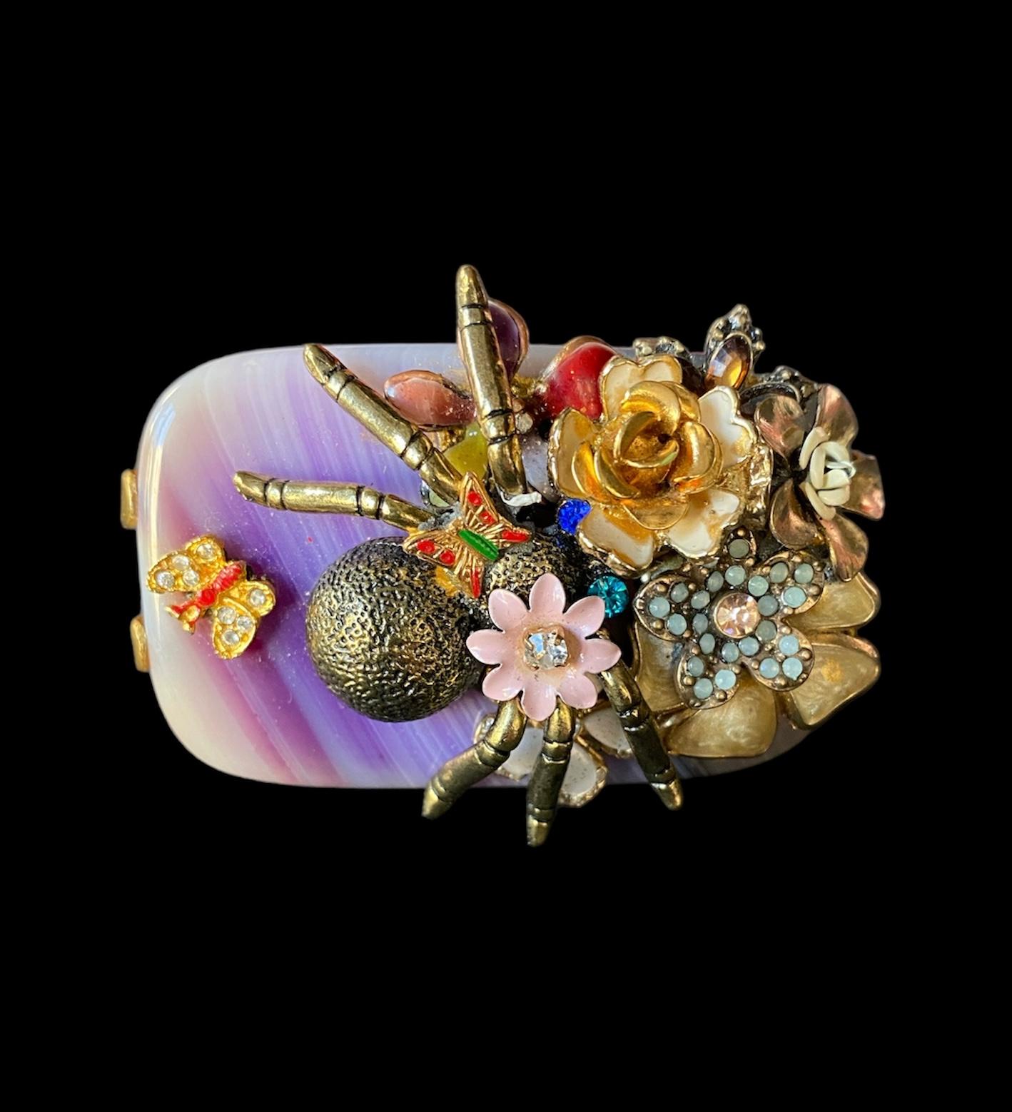One Off Ring. High Upcycling. Quartz, Gold Plated Bronze & Vintage Elements. For Sale 3