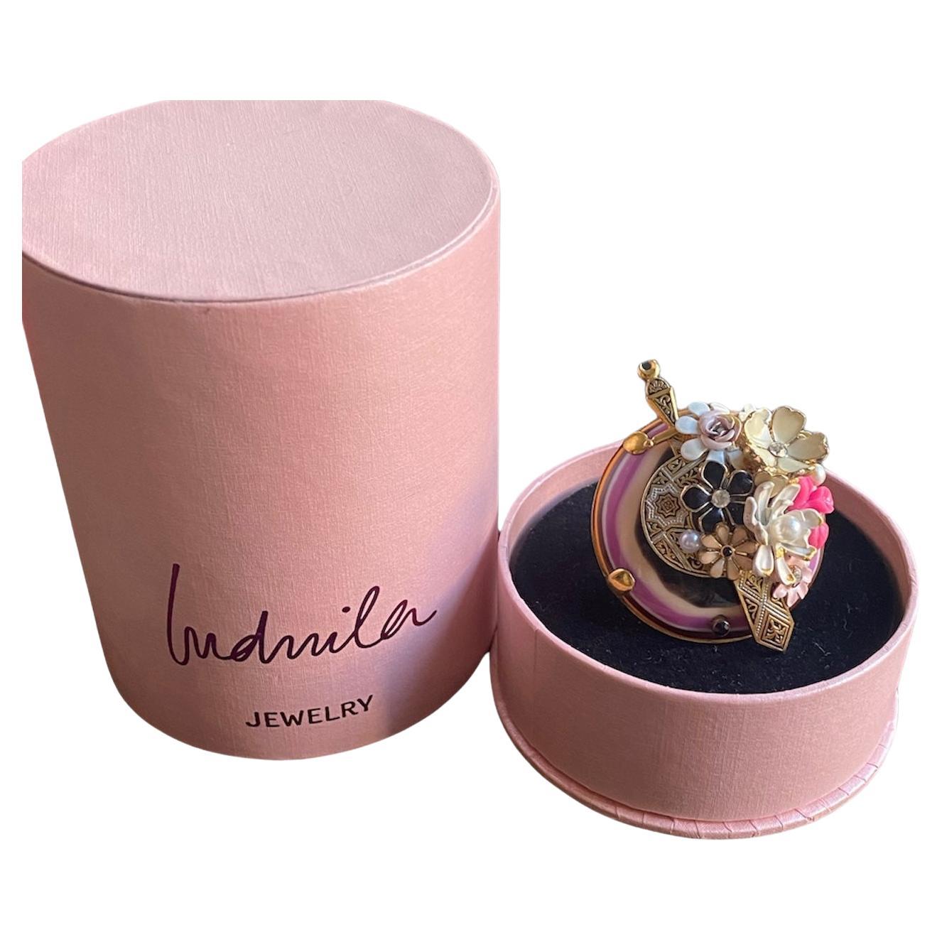 One Off Ring. High Upcycling. Quartz, Gold Plated Bronze & Vintage Elements.