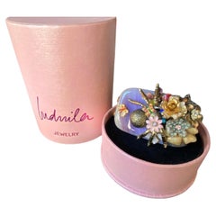 One Off Ring. High Upcycling. Quartz, Gold Plated Bronze & Vintage Elements.