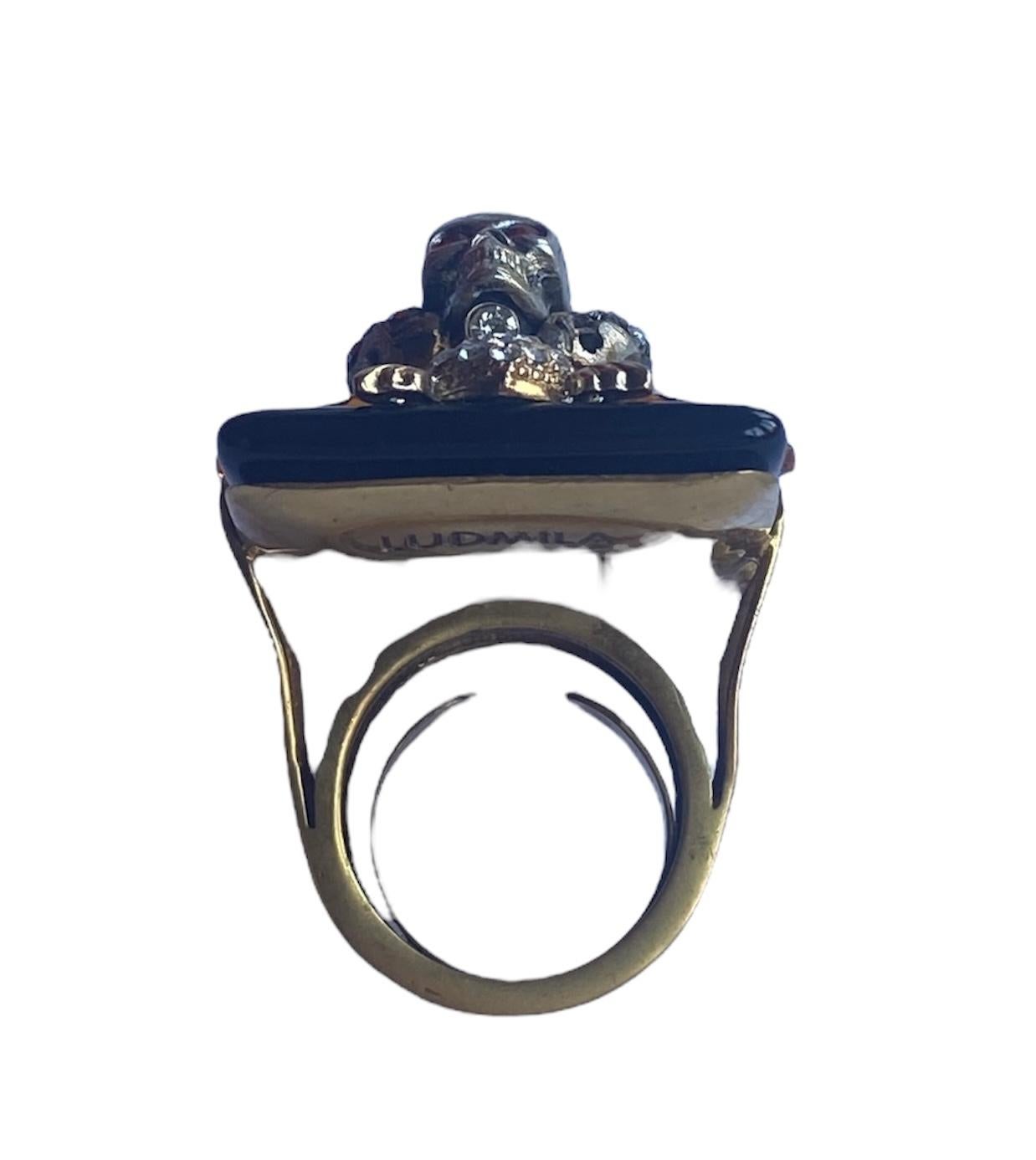 One Off Ring. High Upcycling. Resin, Gold Plated Bronze & Vintage Elements. For Sale 2