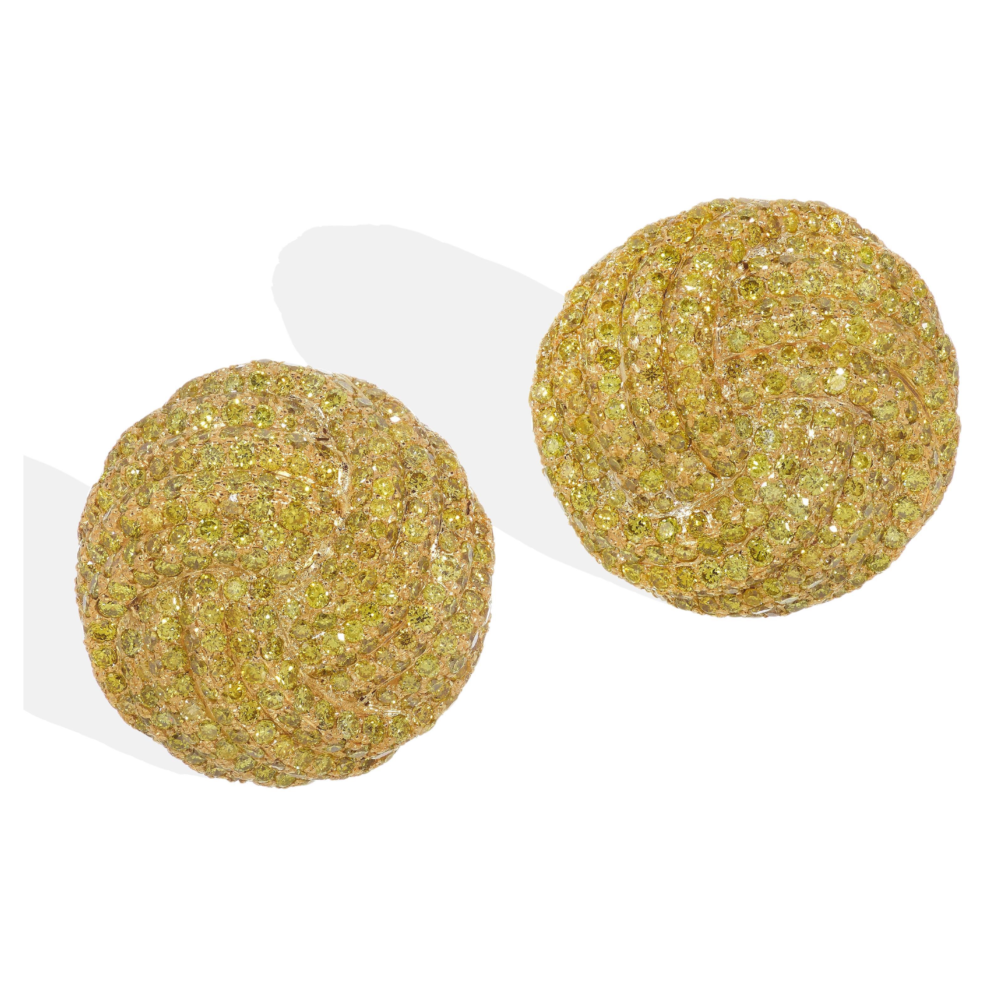 Rosior Yellow Diamond "Boule" Earrings set in Yellow Gold
