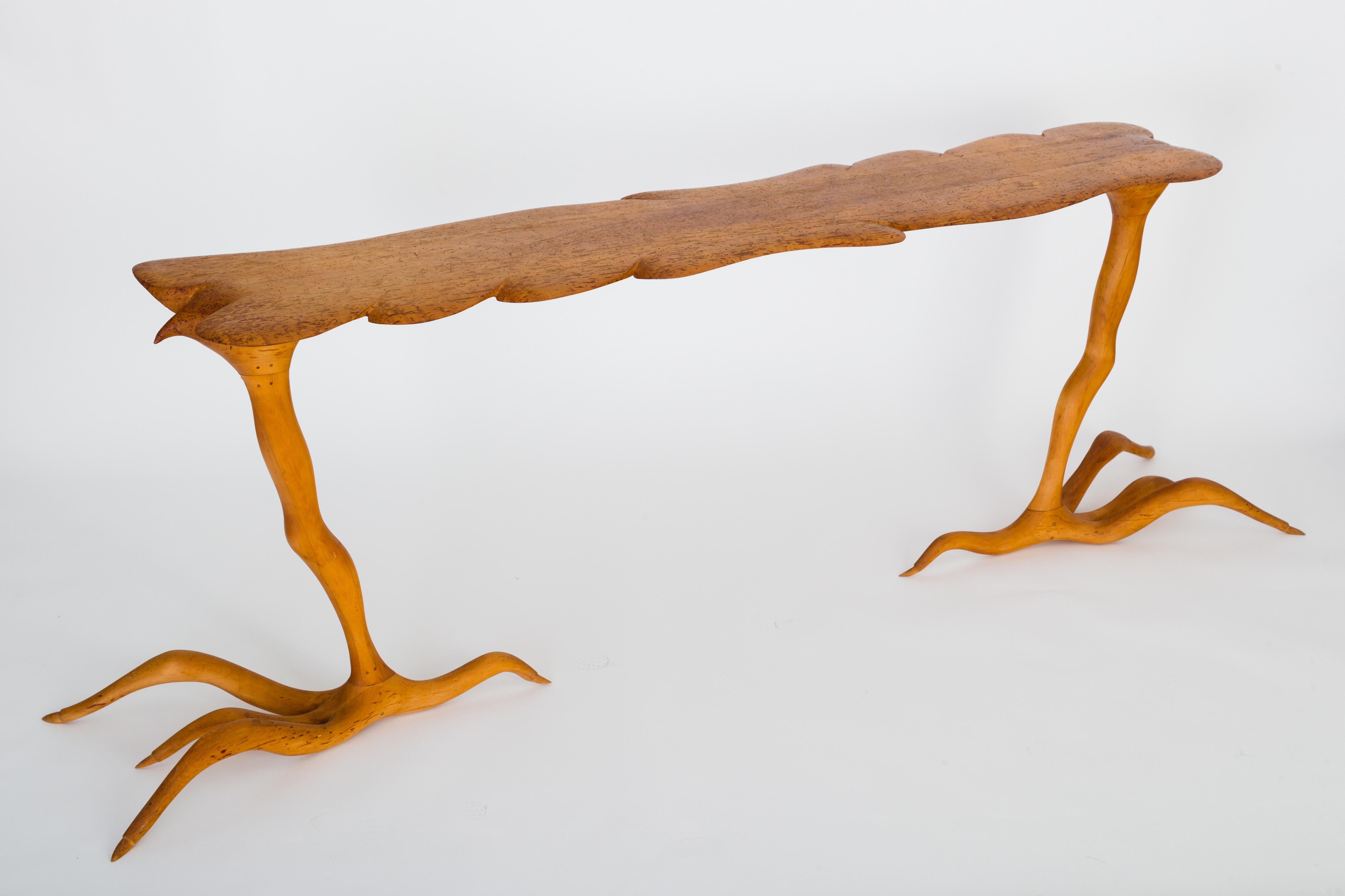 American Craftsman One-Off American Studio Surreal Console Table in Maple by Andrew J Willner, 1976 For Sale