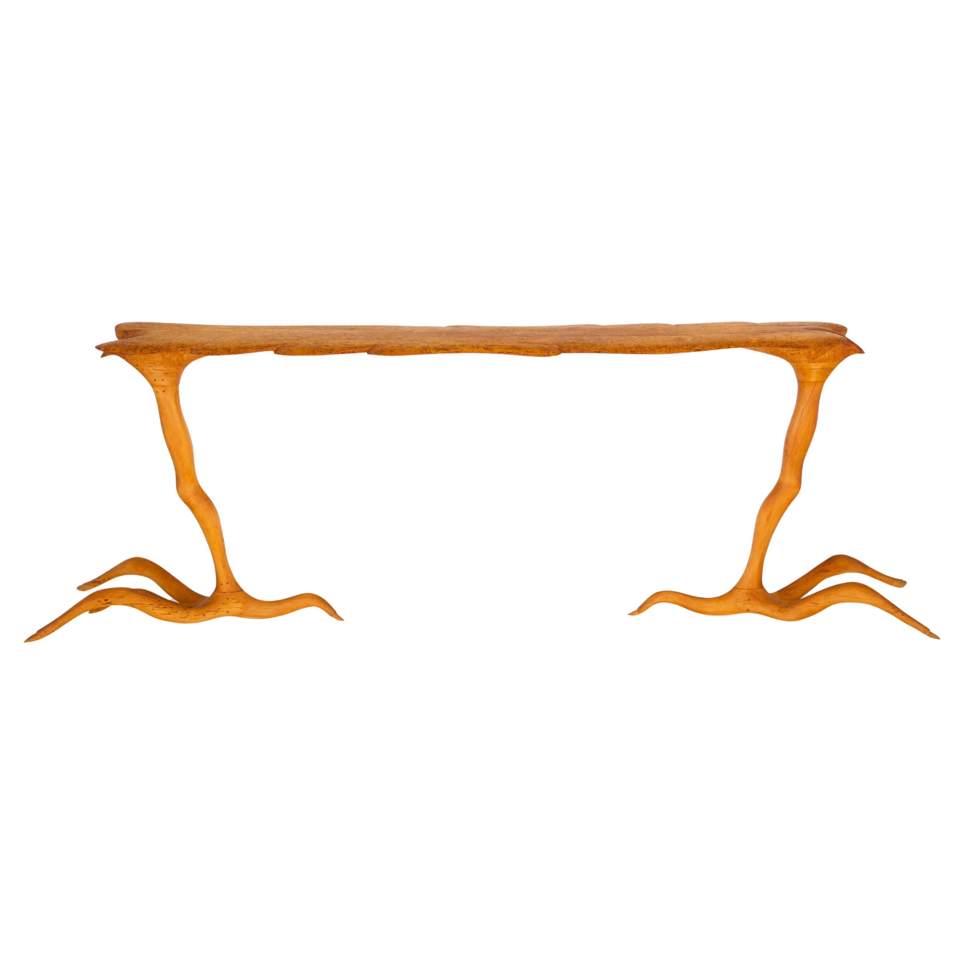 One-Off American Studio Surreal Console Table in Maple by Andrew J Willner, 1976 For Sale