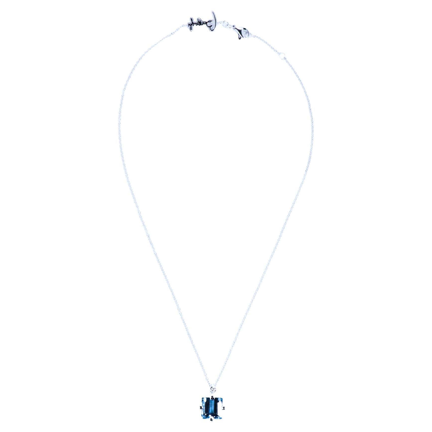 One Off Top Qualität Aquamarin Diamant 18K Gold Made in Italy Erdung Anhänger.
Entfalten Sie Ihr göttliches Potenzial mit der Paola-Halskette. 
Edelsteine und Metalle werden energetisch gereinigt, um ihre besten Schwingungen auszusenden.
Die Paola