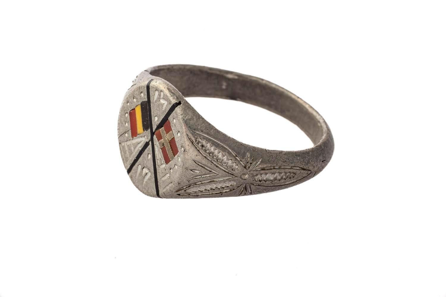 One Off Trench Art Signet Ring WW1 In Excellent Condition For Sale In Stamford, CT