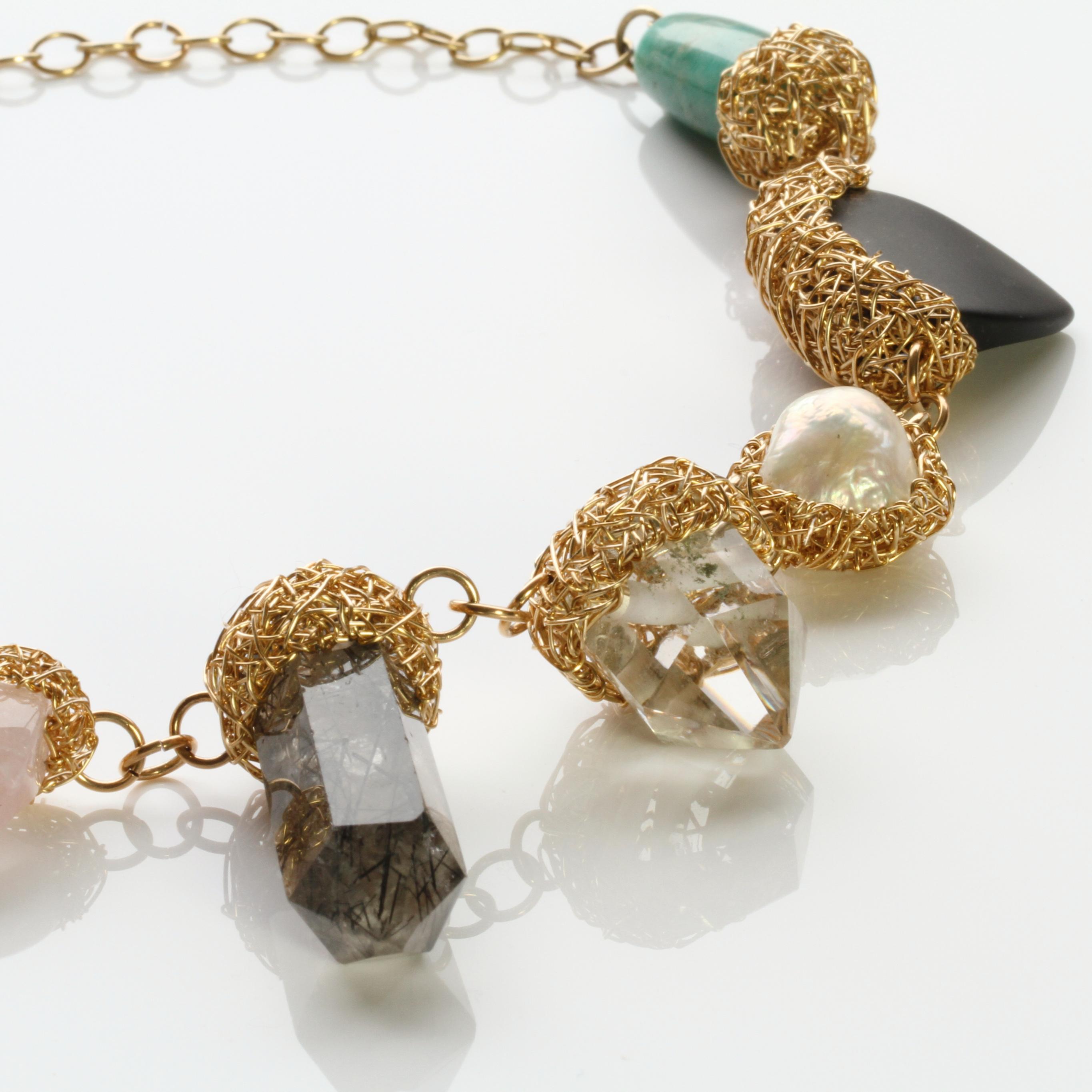 necklaces with semi-precious stones and pearls