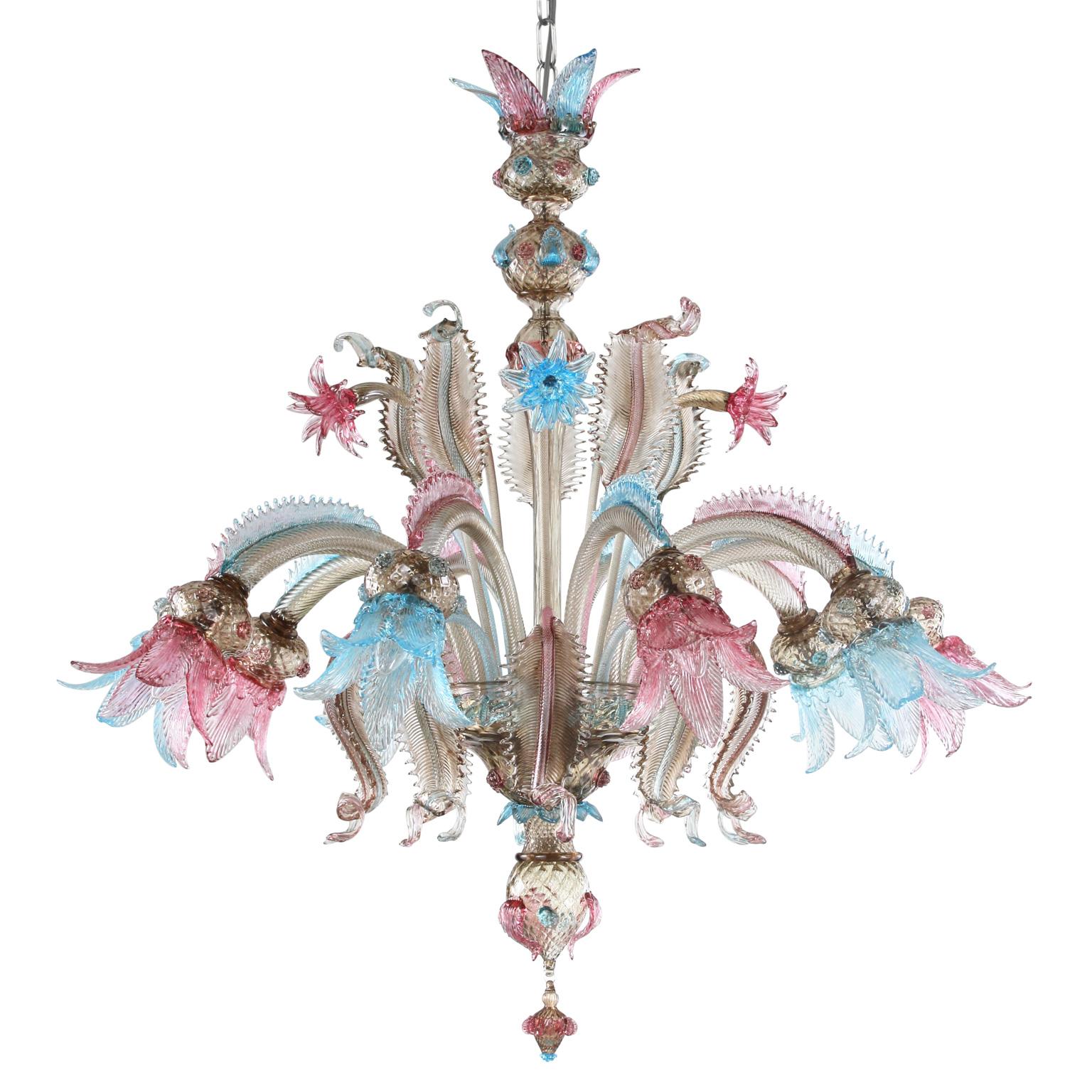One off Venetian Luxury Chandelier 10 arms Murano glass by Multiforme in stock
