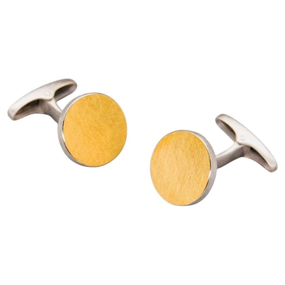 One on Another Keum boo Cufflinks in Sterling Silver & 24ct Gold by Sheng Zhang For Sale