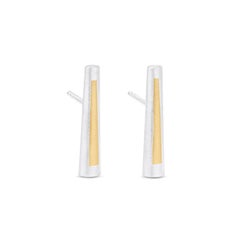 One on Another Keum boo Cylinder Earrings in Silver & 24ct Gold by Sheng Zhang