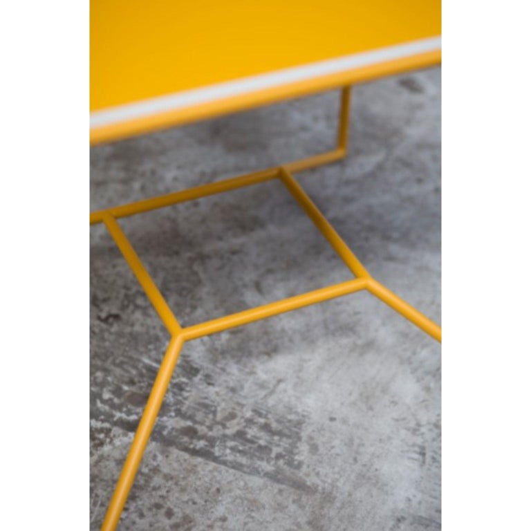 Wood One on One Yellow Coffee Table by Maria Scarpulla For Sale