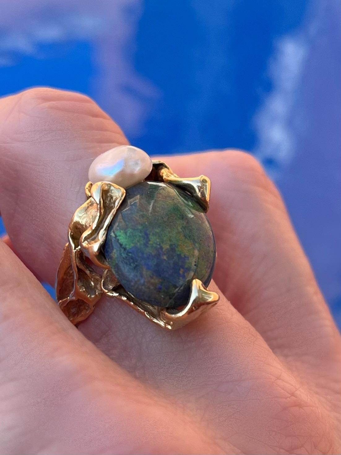 Cabochon One Opal Ring by Gilbert Albert