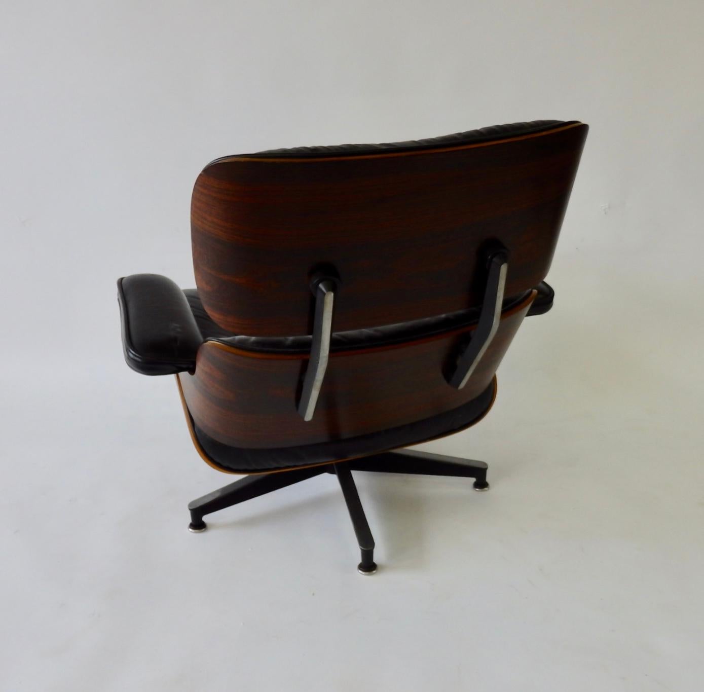 One Owner Estate Charles and Ray Eames Black Leather Lounge Chair with Ottoman 3