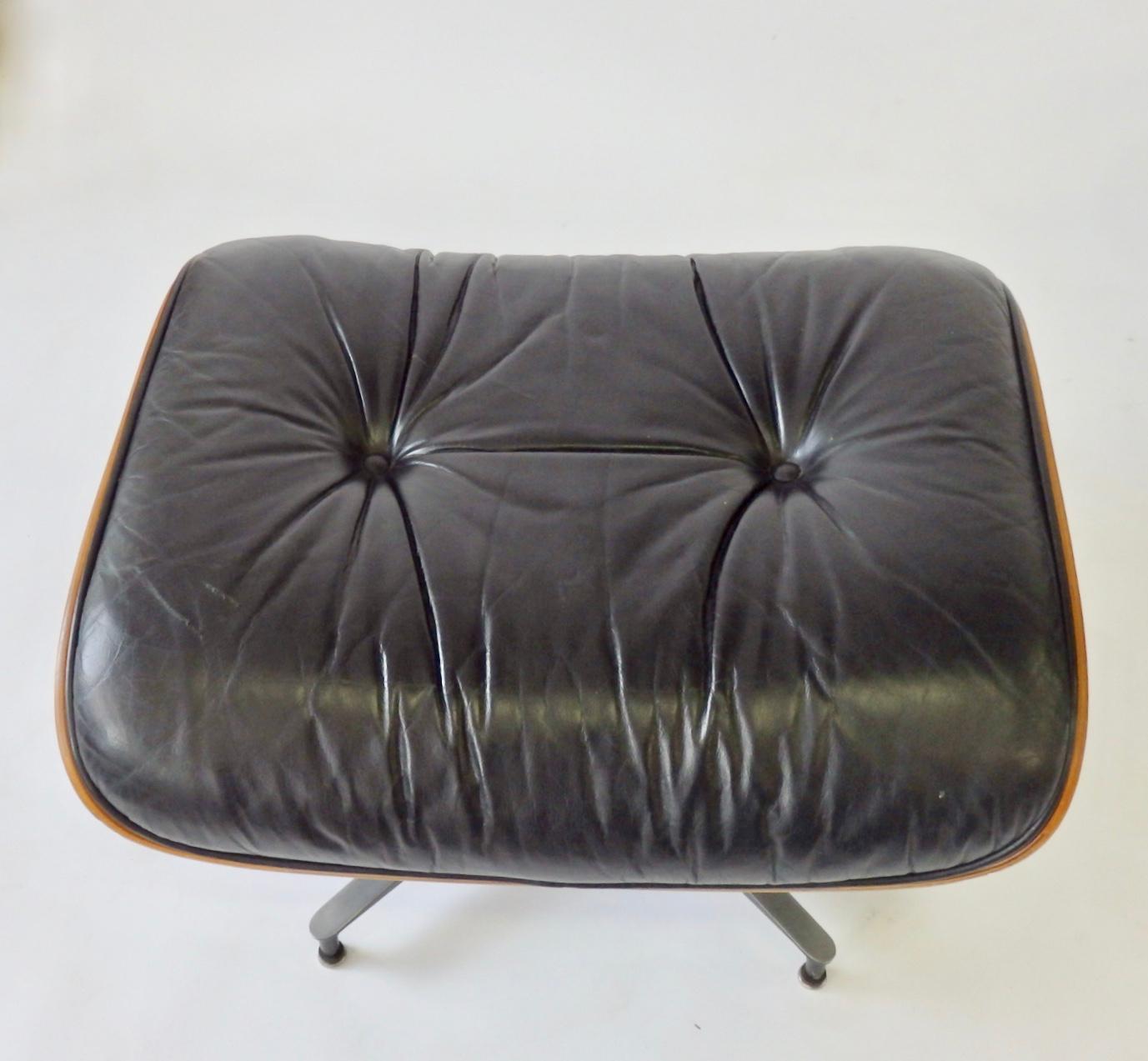 One Owner Estate Charles and Ray Eames Black Leather Lounge Chair with Ottoman 9