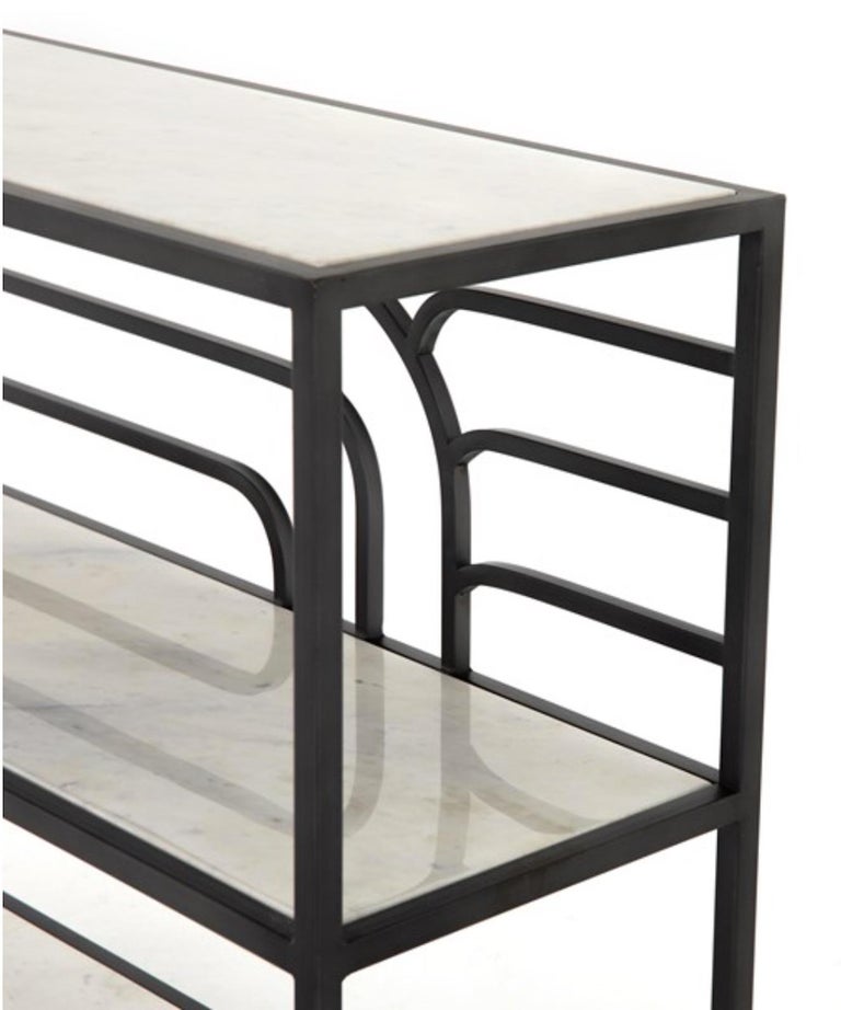 One Pair of Art Deco Style Hand Wrought Iron Bookcases, Nice Natural