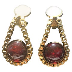 One Pair Chanel Drop Earings With Red Stone