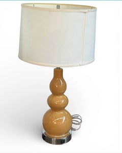 One Pair Christopher Spitzmiller Style Ocre And Chrome Lamps, Great Scale, Form.