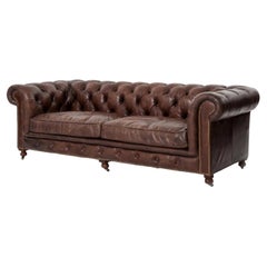 One Pair English Style Leather Chesterfield, Great Color with a Hand Applied Pat