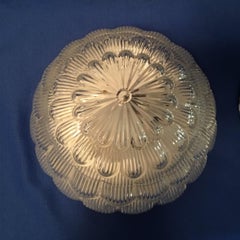 One Pair of Flower Form Glass Sconces or Flushmount, 1970s