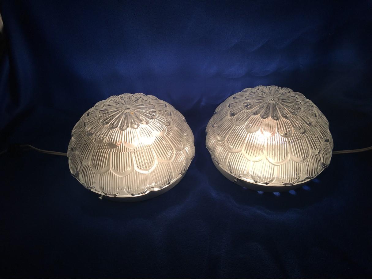 One Pair of Flower Form Glass Sconces or Flushmount, 1970s For Sale 3
