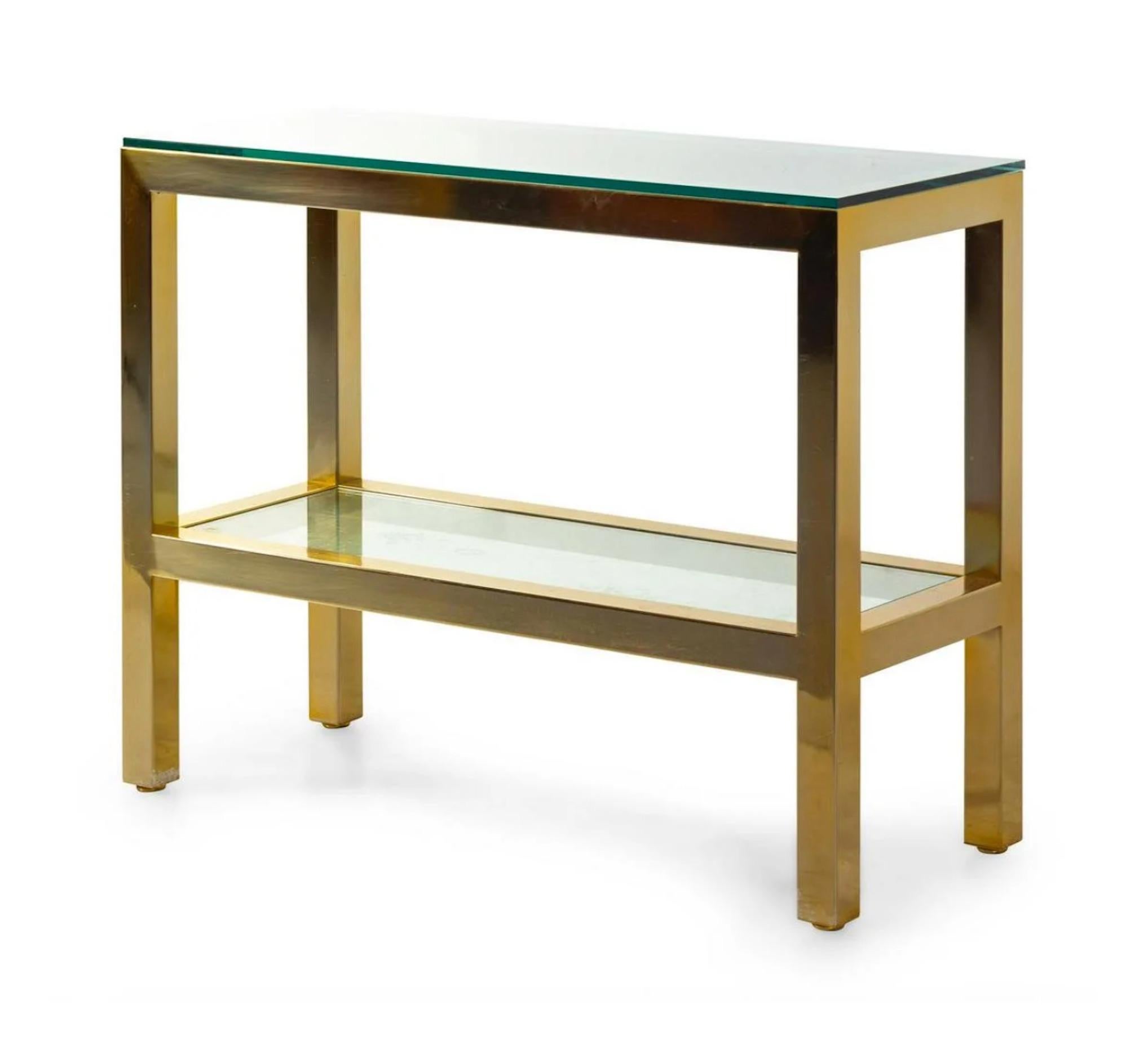 Glass One Pair of Midcentury Walnut and Rattan Two-Tier End/Side Table, Great Color