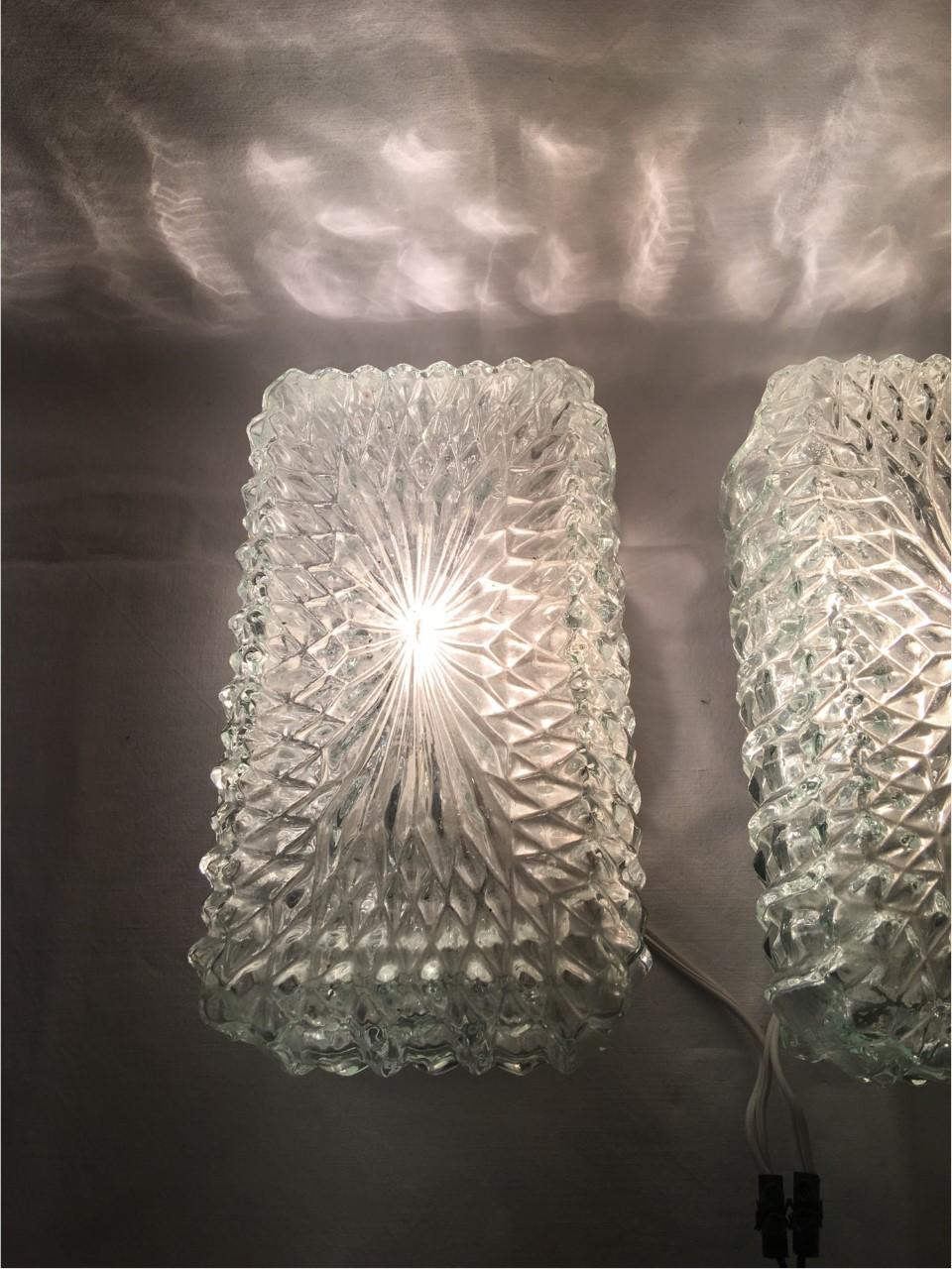 Mid-20th Century One Pair of 1960s Sunburst Glass Vanity Sconces from Germany For Sale