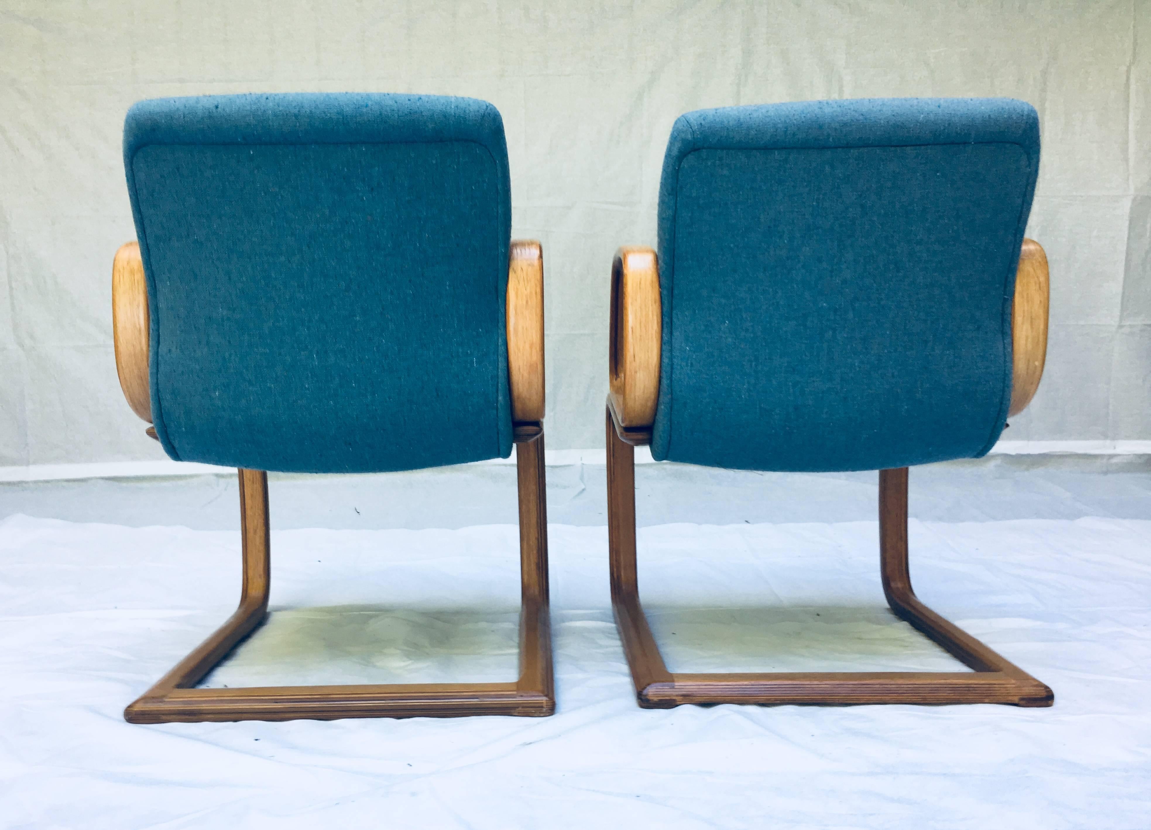 Mid-Century Modern One Pair of 1980s Bent Wood Laminate Armchairs For Sale
