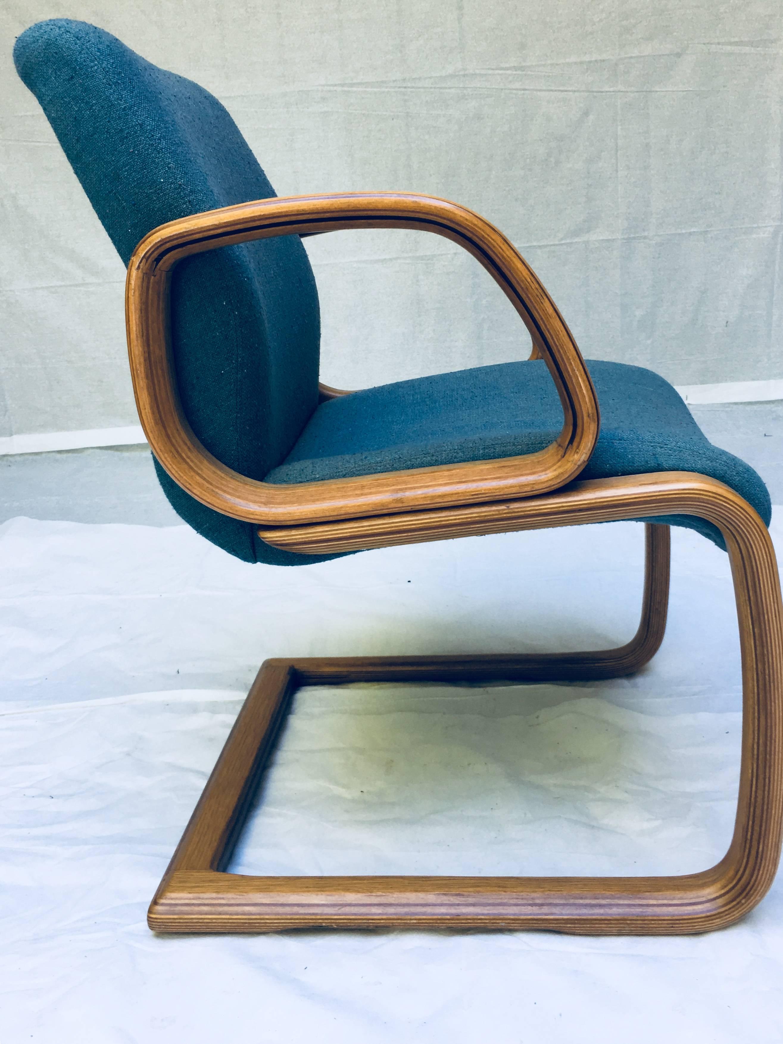 One Pair of 1980s Bent Wood Laminate Armchairs In Good Condition For Sale In Camden, ME