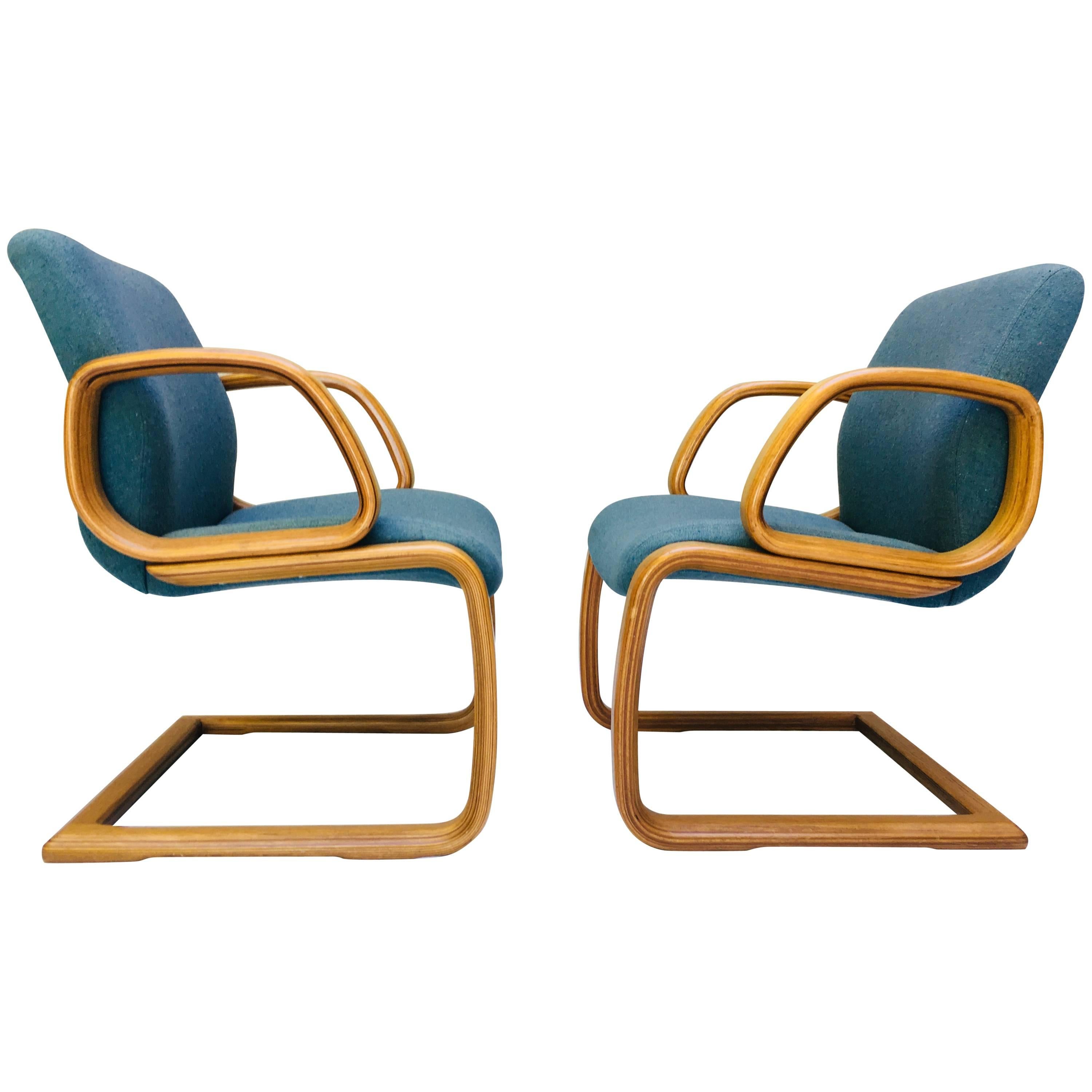 One Pair of 1980s Bent Wood Laminate Armchairs For Sale