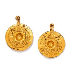 One Pair of Antique Gold Medallion Earrings