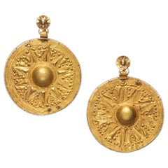 One Pair of Antique Gold Medallion Earrings