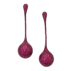 Ruby Statement Earrings in 18 Karat White Gold Set with Rubies