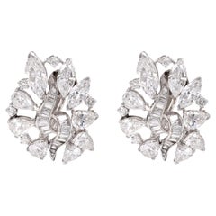 One Pair of Mid-Century Diamond White Gold Clip On Earrings