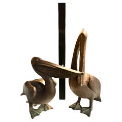 One pair of Pelikan sculptures in brown patinated bronze Vintage One pair of Pelikan sculptures in brown patinated bronze