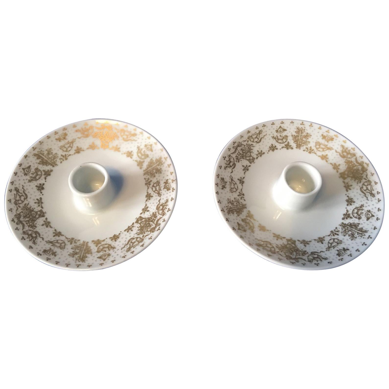 One Pair of Rosenthal Candleholders Designed by Raymond Loewy For Sale