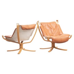 One Pair of Sigurd Ressel “Falcon” Leather Chairs for Vatne Møbler