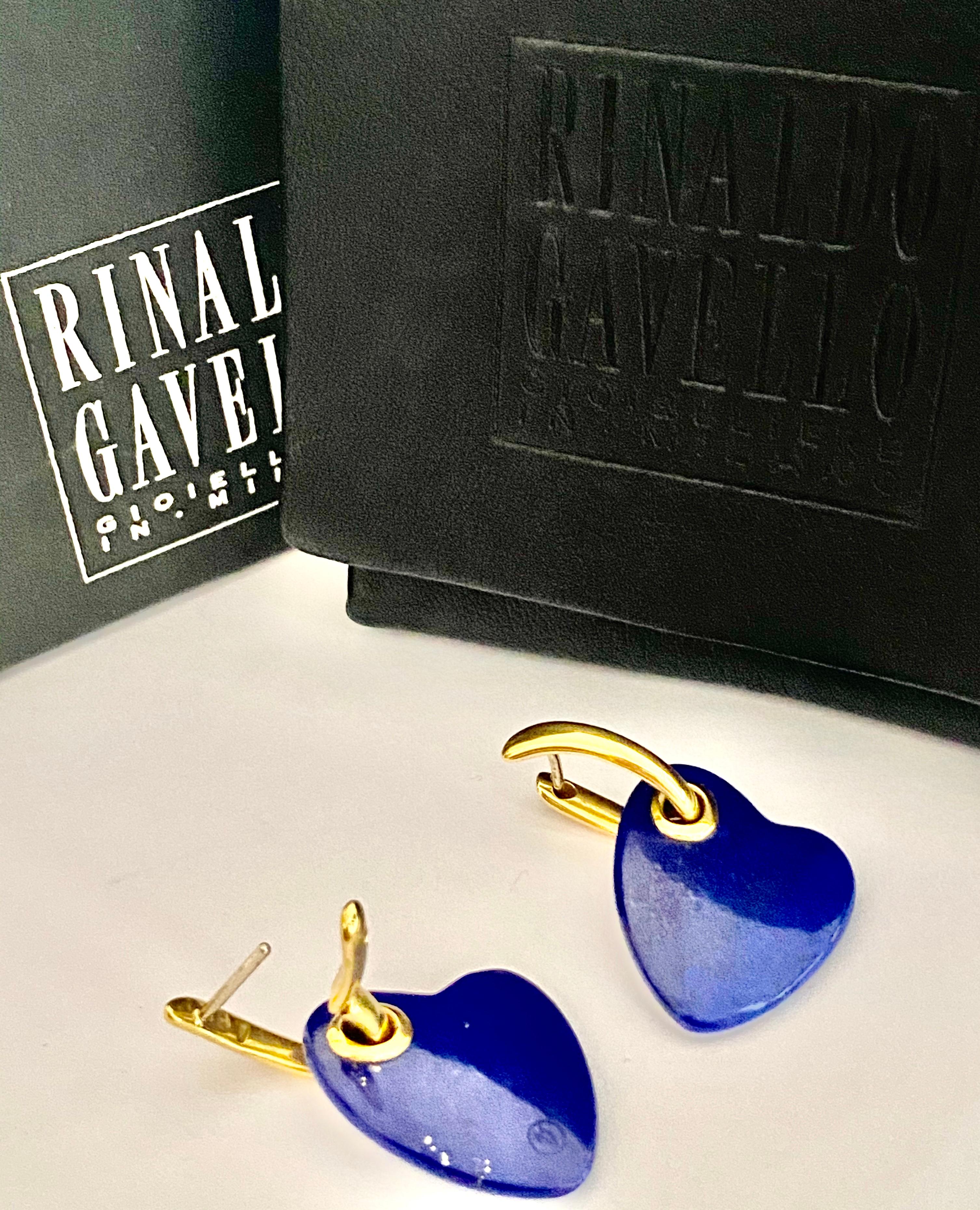 Women's One Pair of Yellow Gold and Lapis Lazuli Earrings, Rinaldo Gavello Millano, 1980