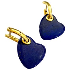 One Pair of Yellow Gold and Lapis Lazuli Earrings, Rinaldo Gavello Millano, 1980