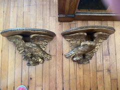 One Pair Regency Carved Wood Wall Brackets In The Form Of Eagles, Great Scale